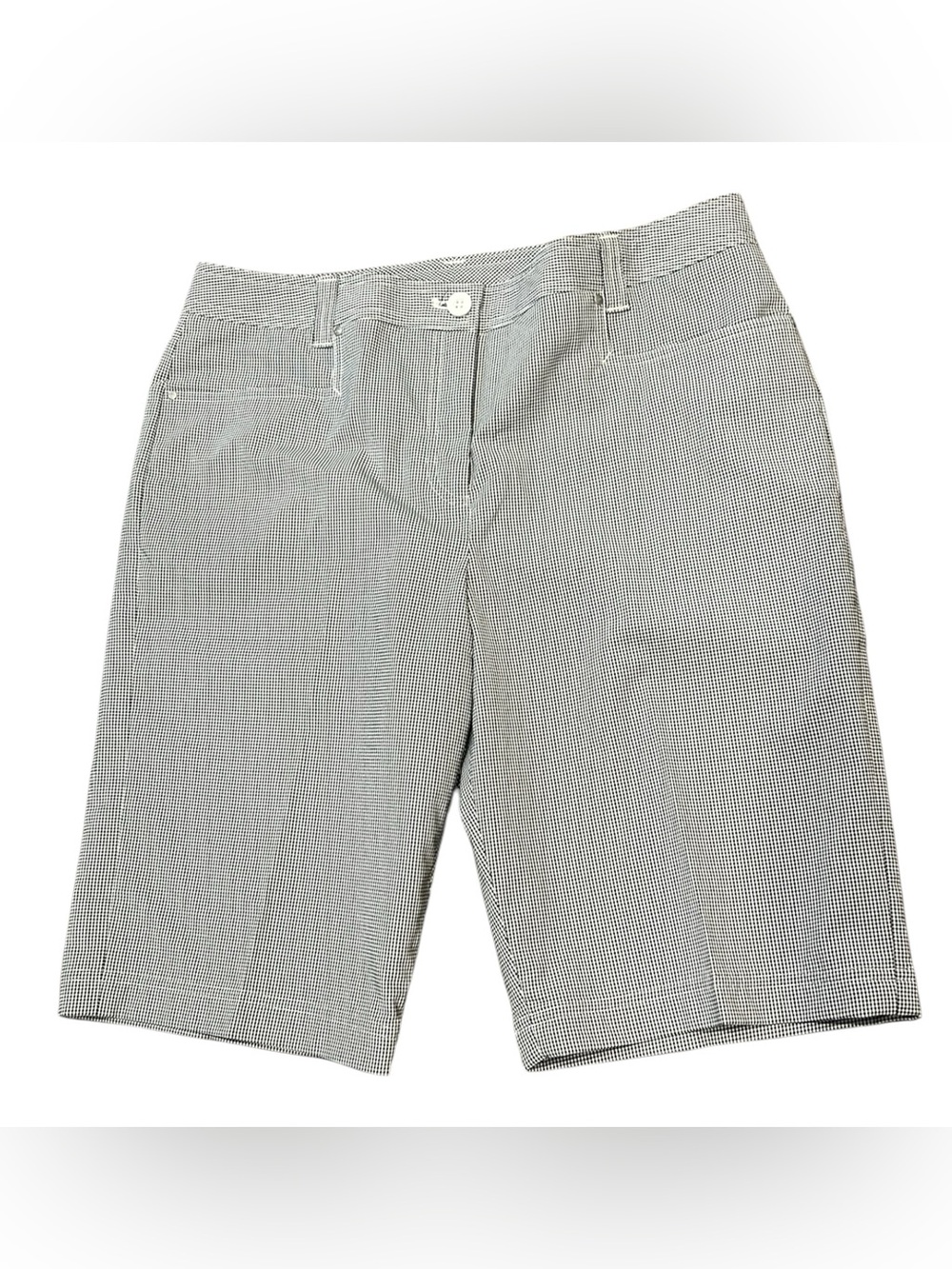 N’vo by Lanctôt Black & White Micro-Check Gingham Bermuda Golf Shorts Size 10